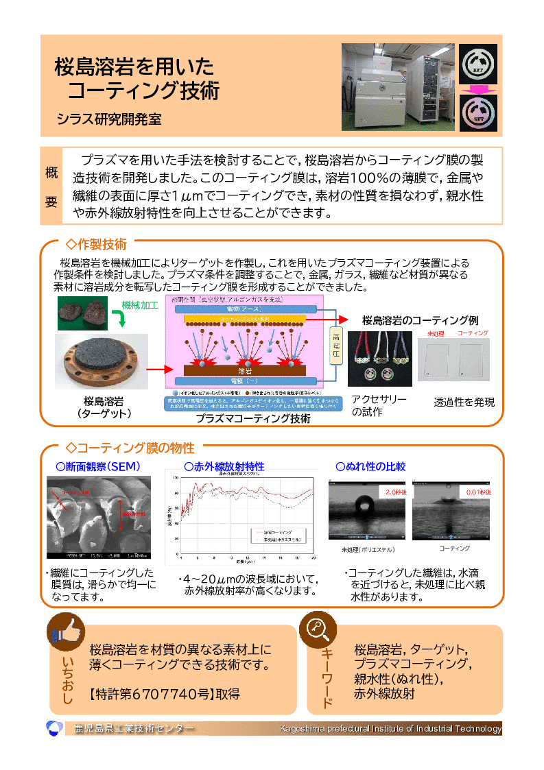 桜島溶岩を用いた コーティング技術